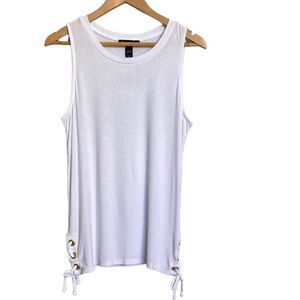 INC International Concepts Tank Top White with Gold Rivets